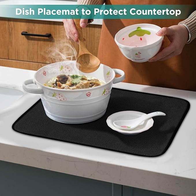 Microfiber Dish Drying Mat, Super Absorbent Kitchen Dish Drying Pad, Reversible - Image 7