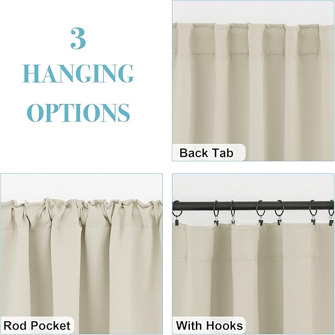 RYB HOME Room Darkening Curtains 2 Panels Set, Energy Efficient Privacy Drapes - Image 5