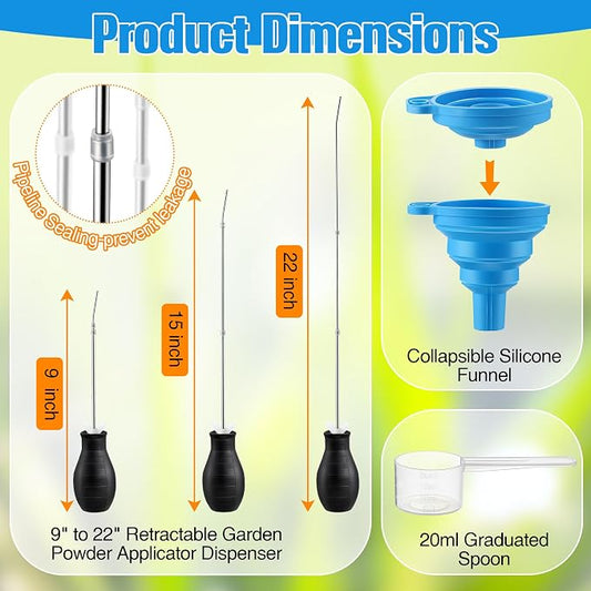 Diatomaceous Earth Powder Duster, Longer 9" to 22" Retractable Garden Powder - Image 2