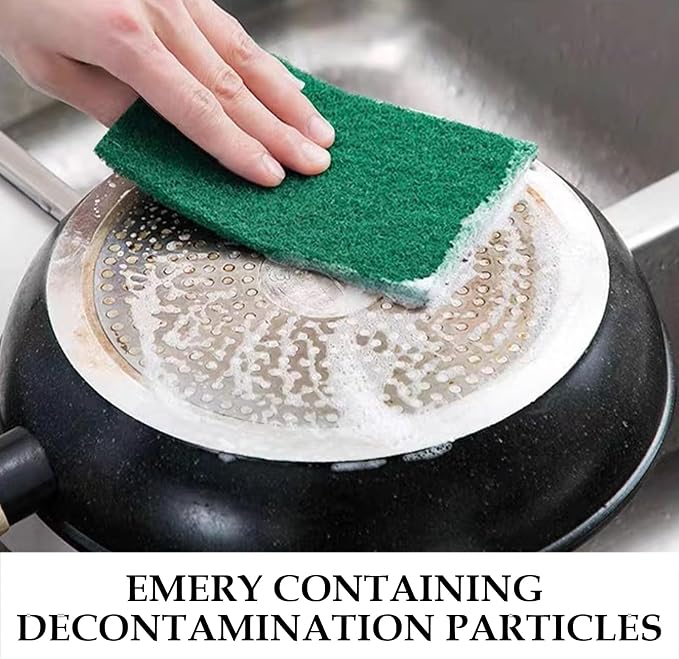 Heavy Duty Scour Pads Sponge Dish Scrubber Green Reusable Household Scrub Pads - Image 5
