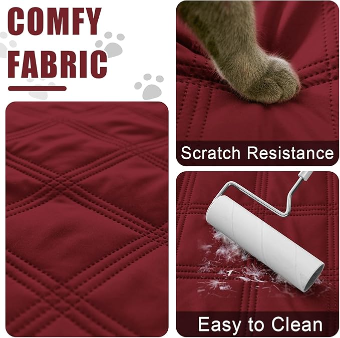 Smiry Waterproof Dog Bed Cover Blanket 40x70, Soft Reversible Pet Blanket, Washable Leakproof Cats Dogs Couch Cover for Sofa, Couch, Furniture, Lattice, Wine Red/Wine Red
