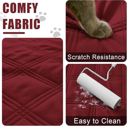 Smiry Waterproof Dog Bed Cover Blanket 40x70, Soft Reversible Pet Blanket, Washable Leakproof Cats Dogs Couch Cover for Sofa, Couch, Furniture, Lattice, Wine Red/Wine Red