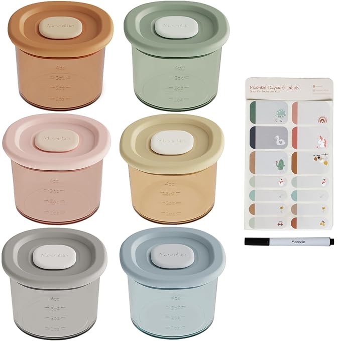 Moonkie Silicone Baby Food Containers | 4 oz Baby Food Storage Jars by Moonkie