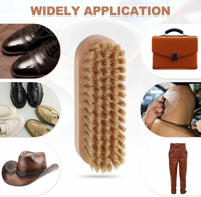 HARFINGTON Shoe Cleaning Brush 5"x2" Beech Wood Pig Bristle Boot Polish Brushes - Image 7