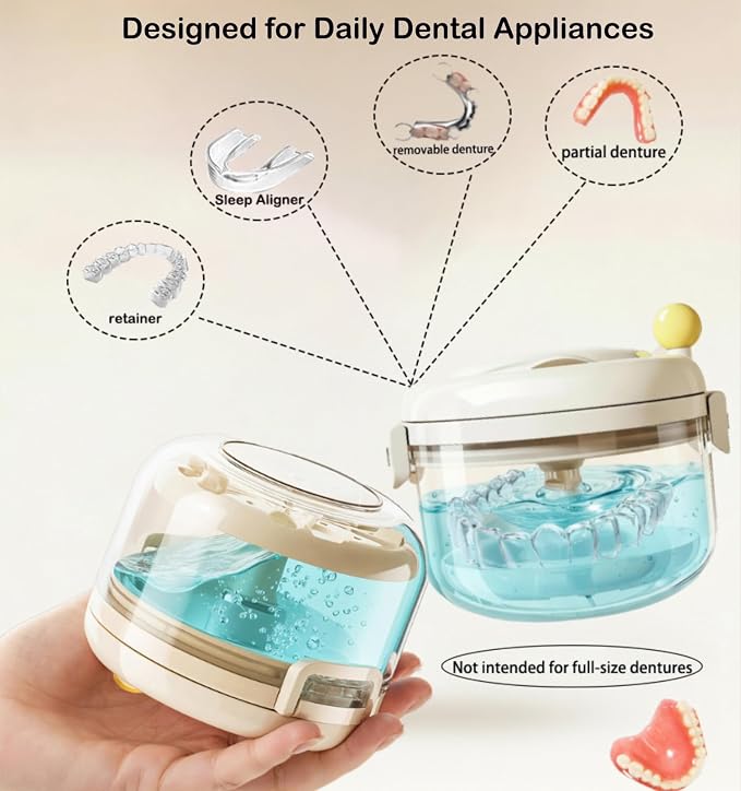 Denture Bath Cup，Retainer Cleaner Case Box, Night Mouth Guard Case Holder - Image 4