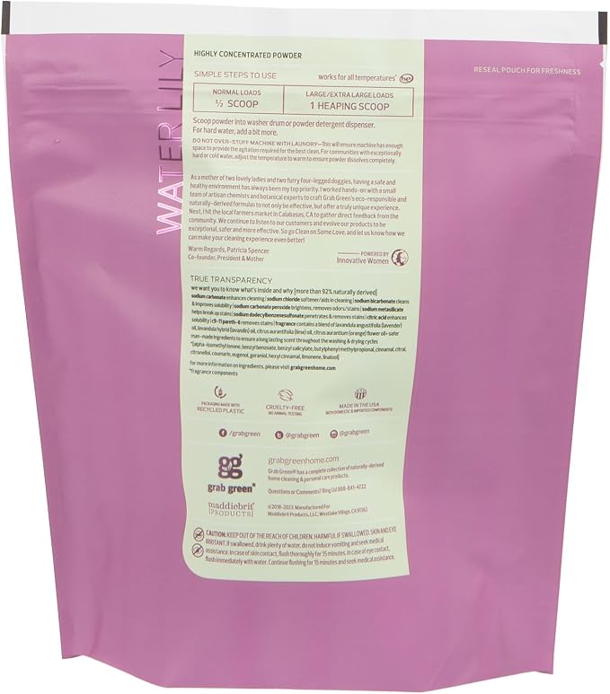 Grab Green Natural 3-in-1 Laundry Detergent Powder, Water Lily, 100 Loads - Image 2
