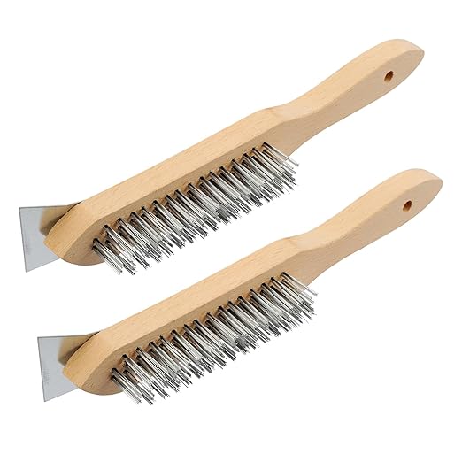 MAXMAN Stainless Steel Wire Scratch Brush, 12 Inch Wooden Handle Wire Brush by MAXMAN