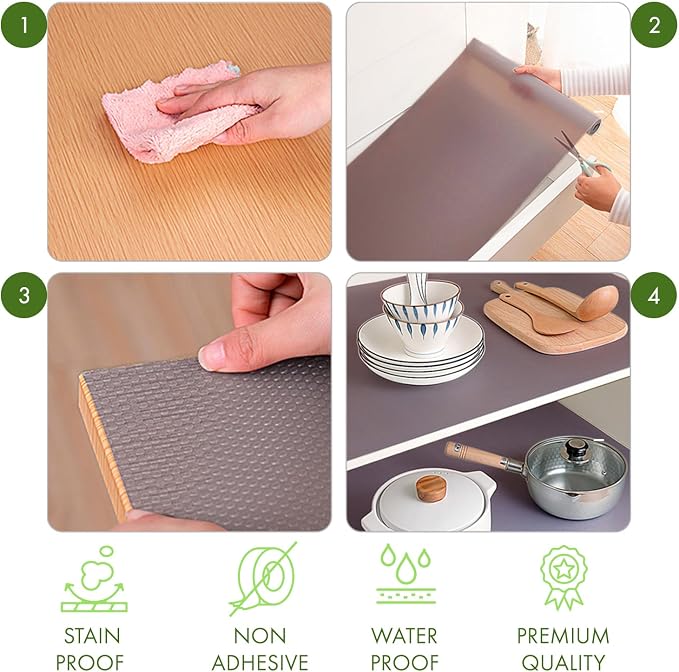 EVALAND 12" x 33 FT Non-Slip Shelf Liner, Non-Adhesive, Waterproof Pantry Liner - Image 5