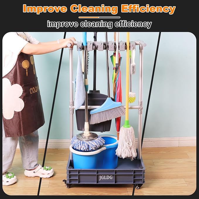 Mobile Mop and Broom Holder，Efficient Storage Solution - Image 3