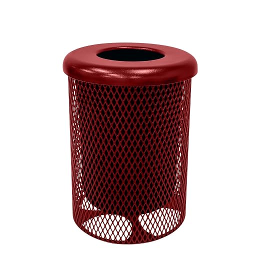 COATEDOUTDOORFURNITURE RFT-TXTBUR Heavy Duty 32 Gallon Round Trash Receptacle by CoatedOutdoorFurniture