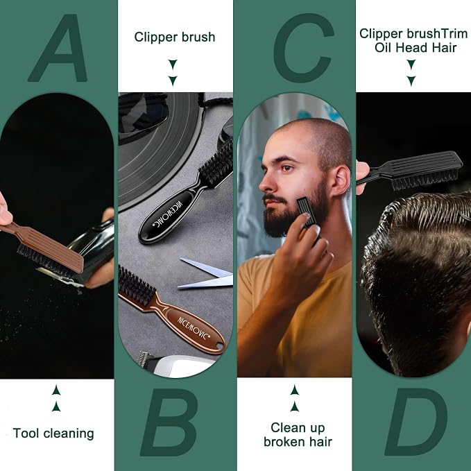 NICEMOVIC 10 Pcs Barber Clipper Cleaning Brush, Barber Accessories Supplies - Image 3