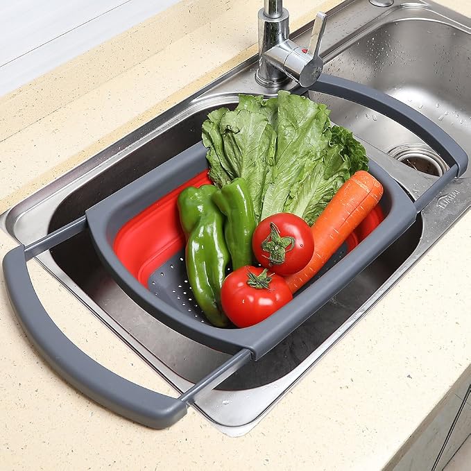 Qimh Colander Collapsible, Over The Sink Veggies/Fruit 6-Quart Strainers and - Image 2