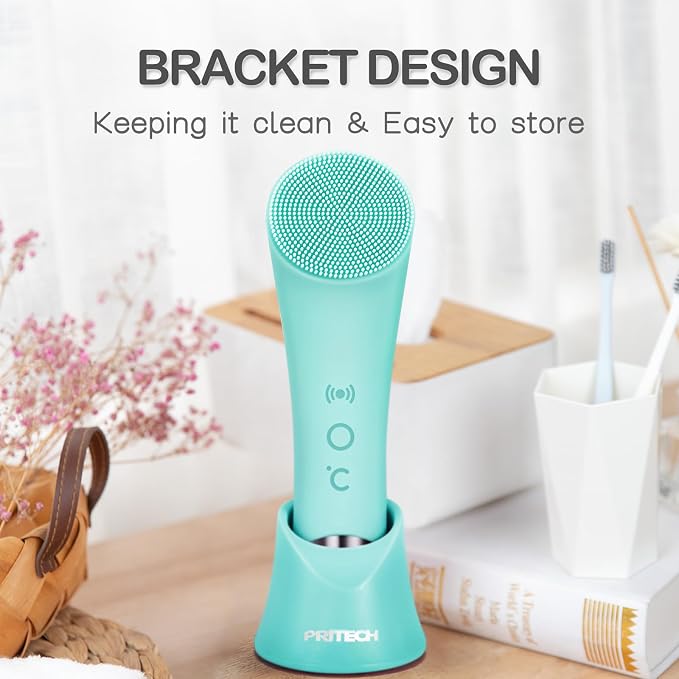 PRITECH Silicone Face Scrubber, Rechargeable Facial Cleansing Brush - Image 9