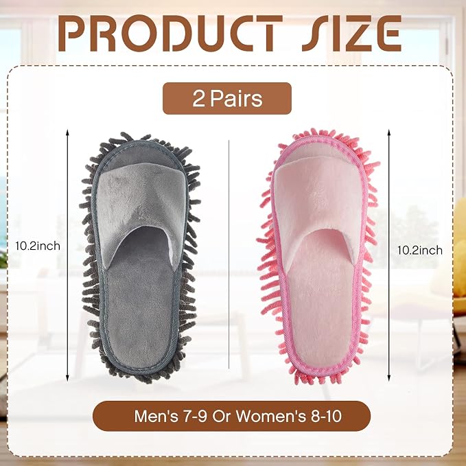 Jecery 2 Pairs Microfiber Cleaning Mop Slippers - Image 3