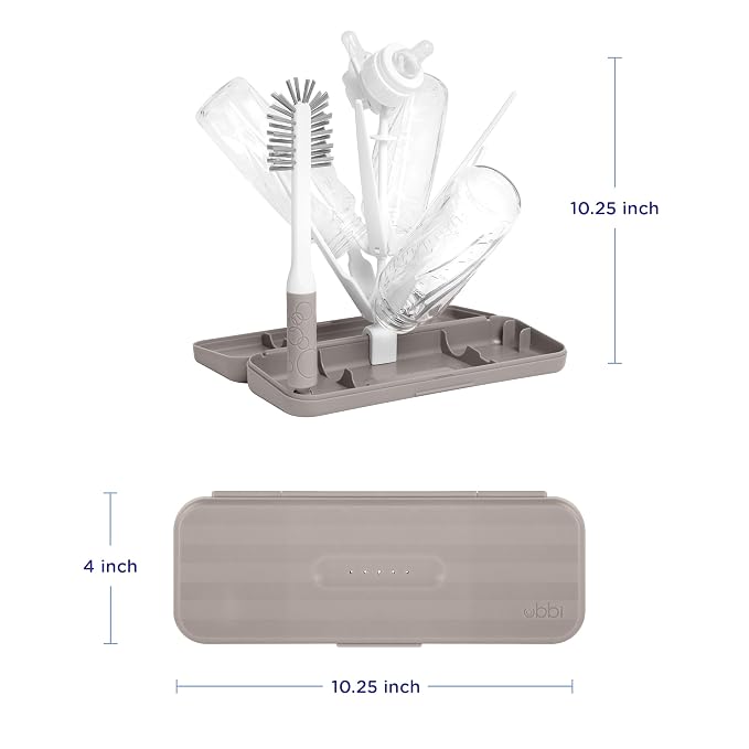 Ubbi On-The-Go Drying Rack and Brush Set, includes Travel Case and Bottle Brush - Image 2