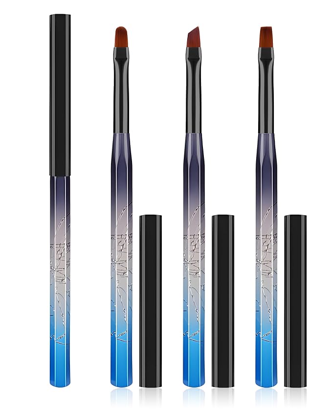 3PCS Nail Polish Clean Up Brush, Round&Falt&Angled Acetone Resistant Nail Brush by AMilHiTon