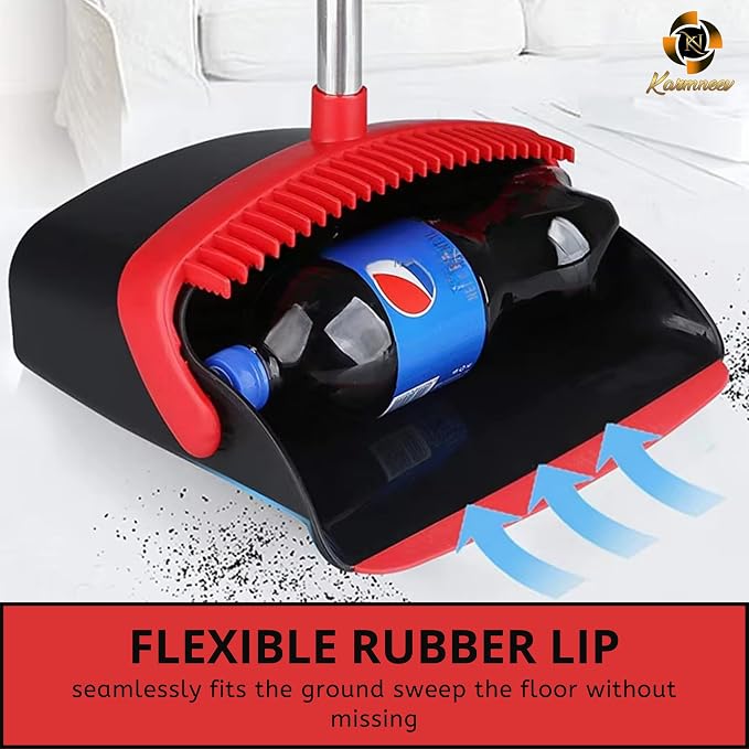 Standing Broom and Dustpan Set, Built-in Scraper Teeth, No-Slip Grip, Dust - Image 5