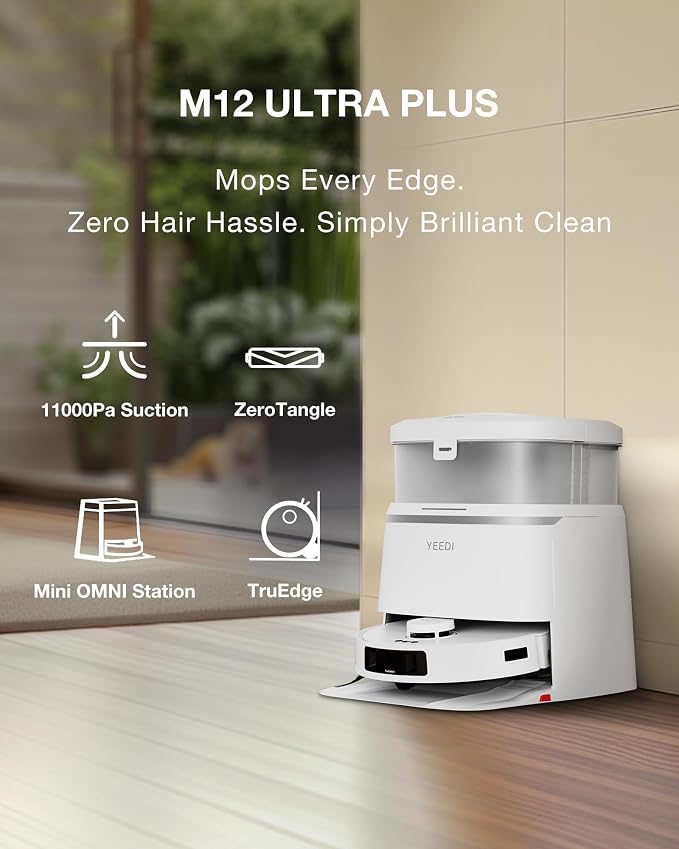 Yeedi M12 Ultra Plus Robot Vacuum and Mop, Upgrade 11800Pa Strong Suction - Image 2