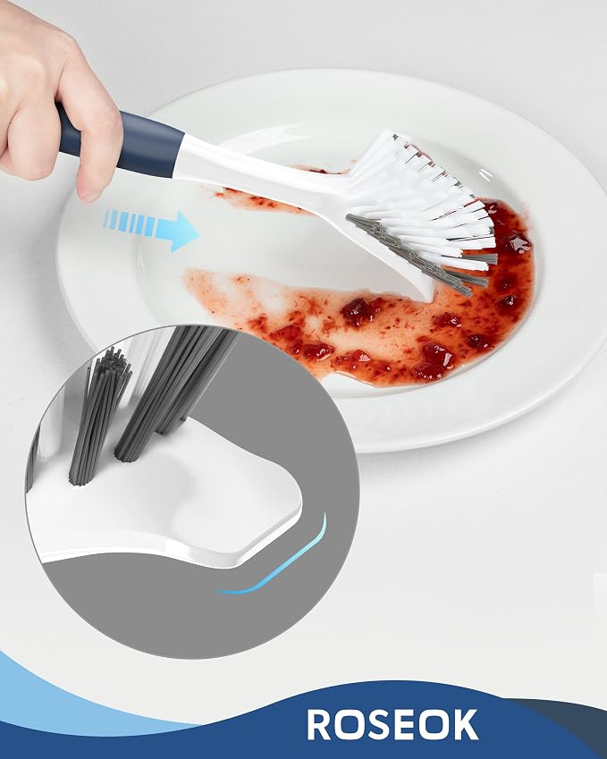 Dish Brush with Built-in Scraper, Kitchen Scrub Brush - Image 2