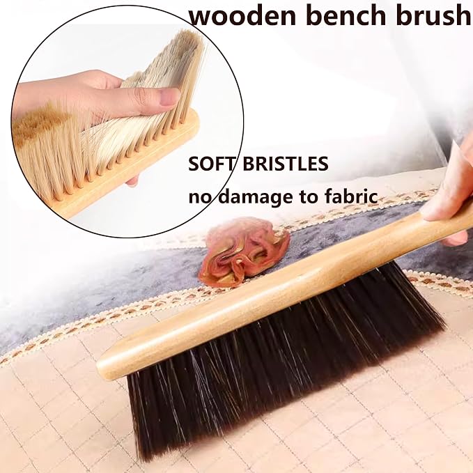 Wooden Bench Brush with Soft Bristles – 2 Pack Wide Table & Counter Dusting - Image 2