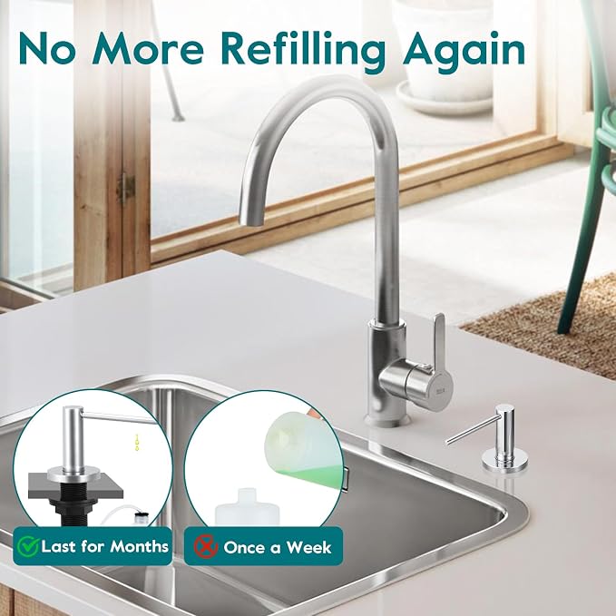 Gappo Soap Dispenser for Kitchen Sink Polished Chrome, Stainless Steel - Image 5