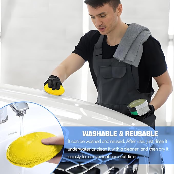 Hovom 6PCS Microfiber Wax Applicator, Soft Automotive Waxing Foam Pads - Image 5