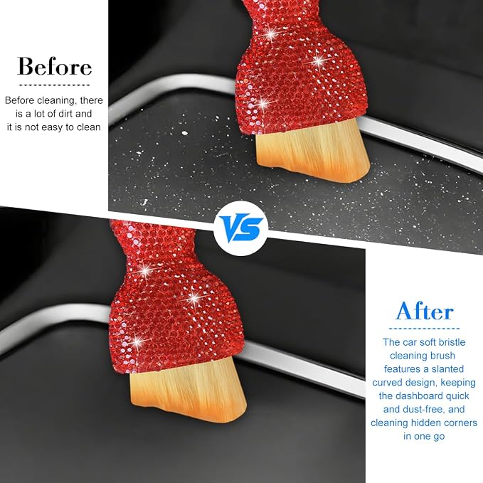 Bling Car Detailing Brush, Crystal Rhinestone Non-Scratch Vehicle Cleaning Dust - Image 5