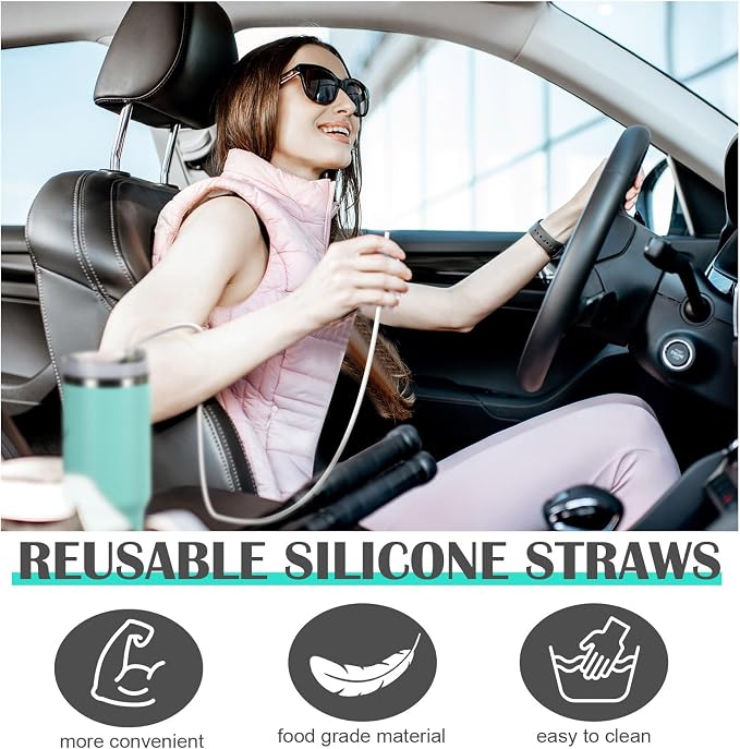 Baderke 2 Set Extra Long 35" Reusable Silicone Straws Compatible - Image 5