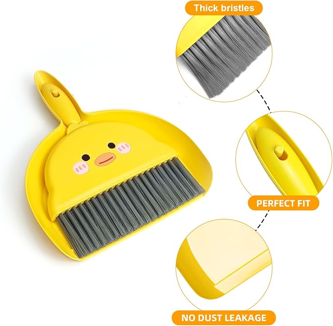 Small Broom and Dustpan Set, Cute Little Yellow Hand Mini Broom and Dustpan Set - Image 3