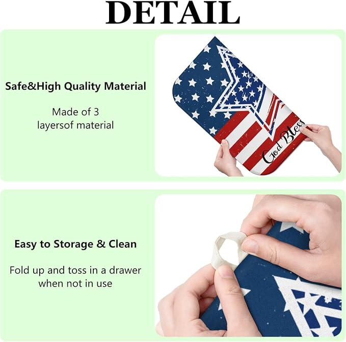 4th of July Dish Drying Mat for Kitchen Counter, Independence Day Stars - Image 7