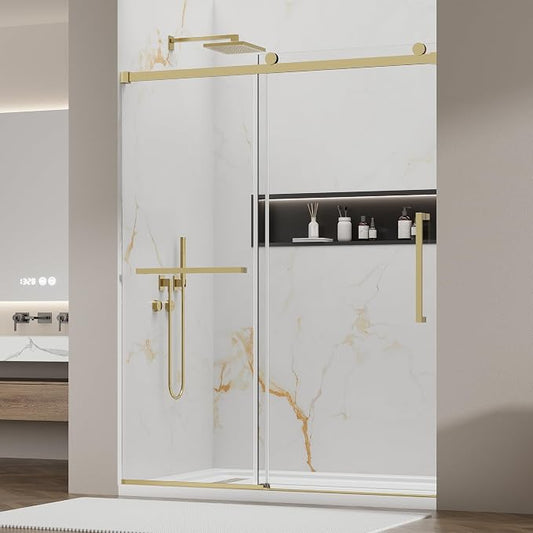 Frameless Sliding Shower Door 56–60" W x 76" H, 5/16" Tempered Glass by lenphilvee
