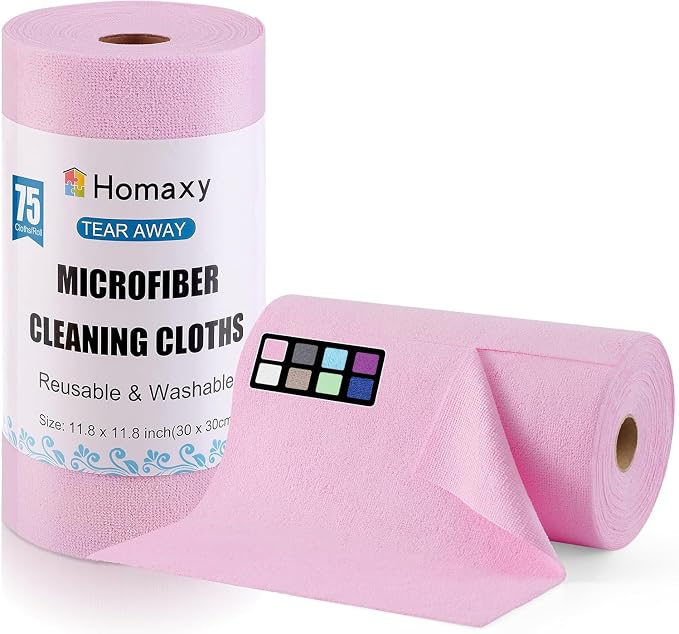 Homaxy Tear Away Dish Cloths Rolls, 75 Sheets-11.8" X 11.8", Reusable Washable by Homaxy