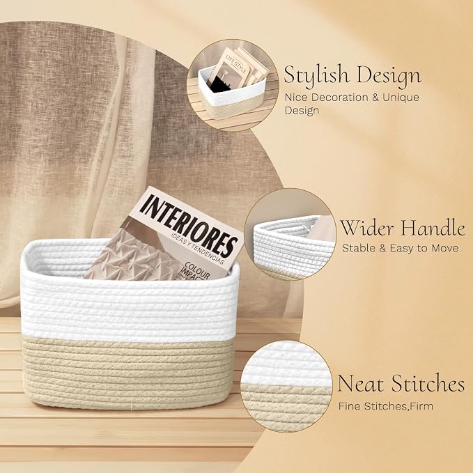 Hopegiver Woven Storage Baskets 11x8x7 Inch, 3 Pack Collapsible Cube Storage Bin - Image 6