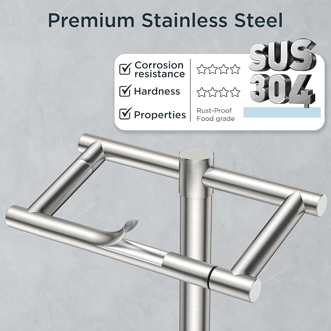 FORIOUS Toilet Paper Holder Wall Mount, Stainless Steel Rustproof Double Post - Image 6