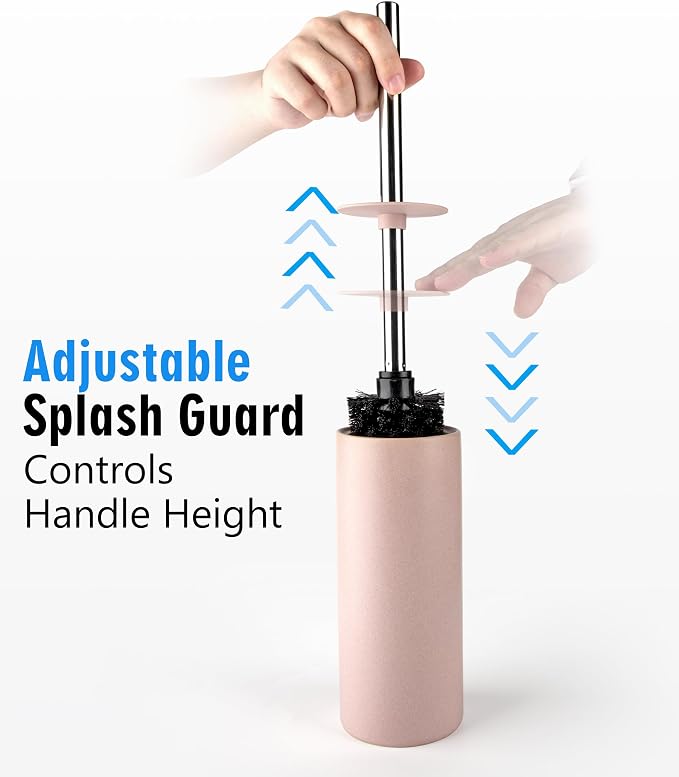 Matt Pink Ceramic Toilet Brush and Holder Set, Freestanding Toilet Bowl - Image 4