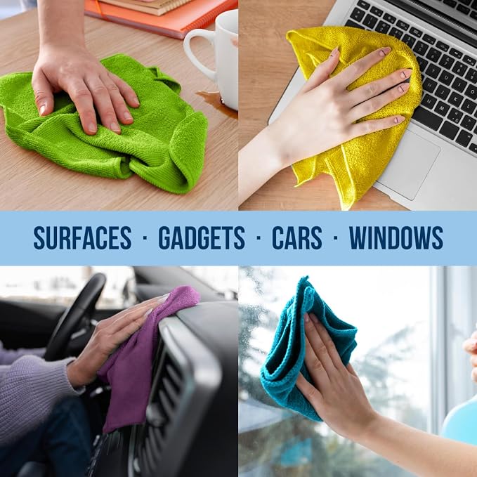 GREEN LIFESTYLE Chamois Cloth, Microfiber Cleaning Cloth 150 Pack, Borderless - Image 5