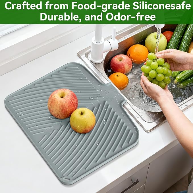 Belife Dish Drying Mat for Kitchen Counter, Silicone Dish Drainers Pad - Image 6