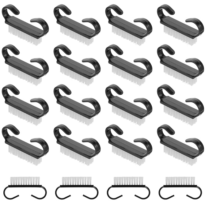 20 PCS Handle Grip Nail Brush Cleaner Black Nail Cleaning Brush Nylon by Unknown
