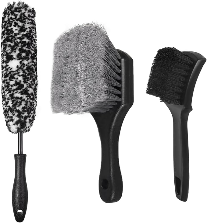 Car Wheel & Tire Brush Set, Wheel Cleaner Brush, Soft & Stiff Bristle Cleaning by TTRCB