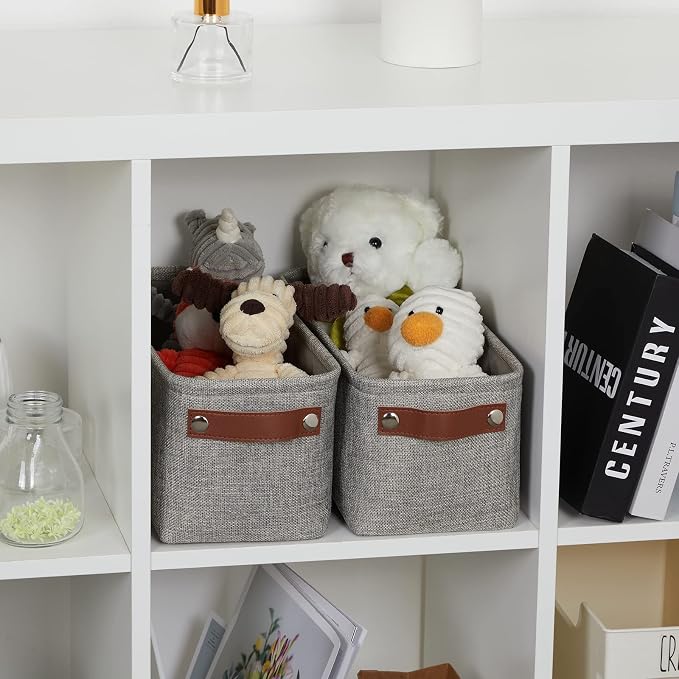 DULLEMELO Soft Cotton Fabric Bathroom Storage Baskets 2 Pack Fabric Shelf - Image 7