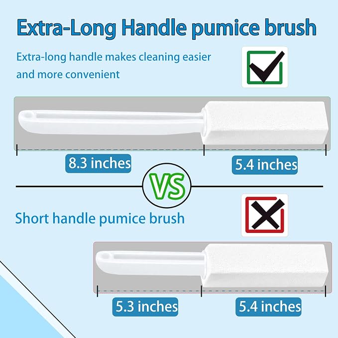 2 Pack Pumice Stone for Toilet Cleaning, Extra Long Handle for Removing Bowl - Image 3