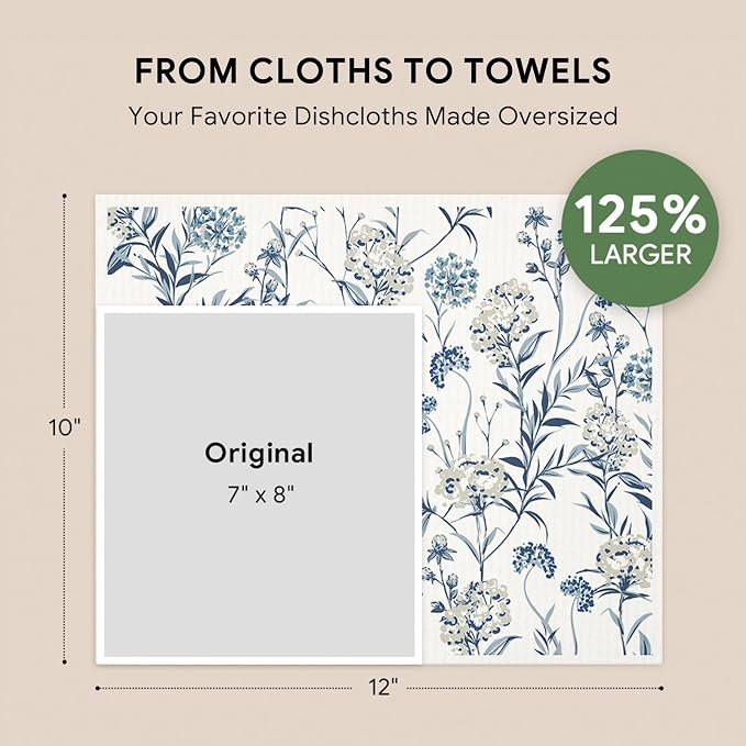 RECYCO Swedish Dishcloths for Kitchen | 4 Pack Oversized Washable Dish Rags | - Image 2