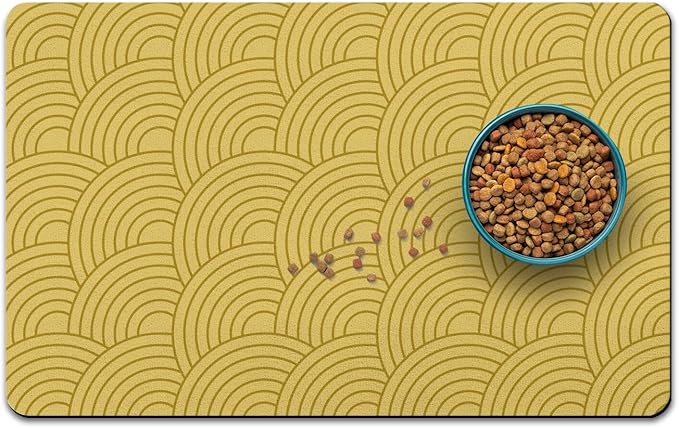 Dog Food Mat for Floors, Absorbent and Quick-Drying Pet Cat Food Mat,Anti-Fouling and Easy-to-Clean Pet Feeding Mat,Dog Bowl Mats for Messy Drinking Water Bowls.17 x27inch Boho Style