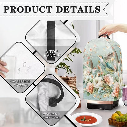 Hummingbird Floral Kitchen Blender Dust Cover Food Processor Dust Protection with Top Handle, Easy to Clean Small Appliance Coffee Maker Juicer Cover Elegant