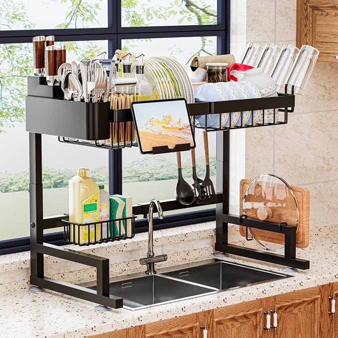 Over Sink Dish Drying Rack Snap-On Design Large Dish Drainer Storage Counter by ilvvan