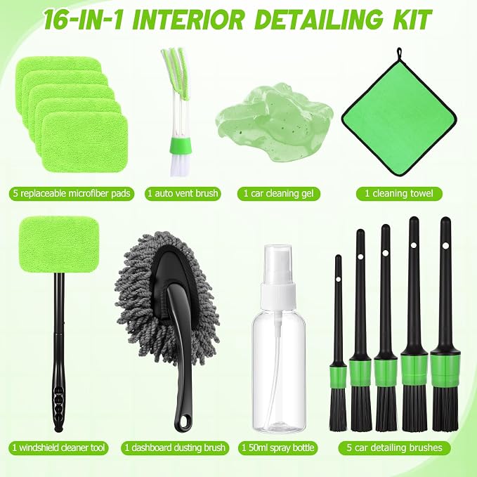 16 Pcs Windshield Cleaner Tool, Car Cleaning Kit - Image 2