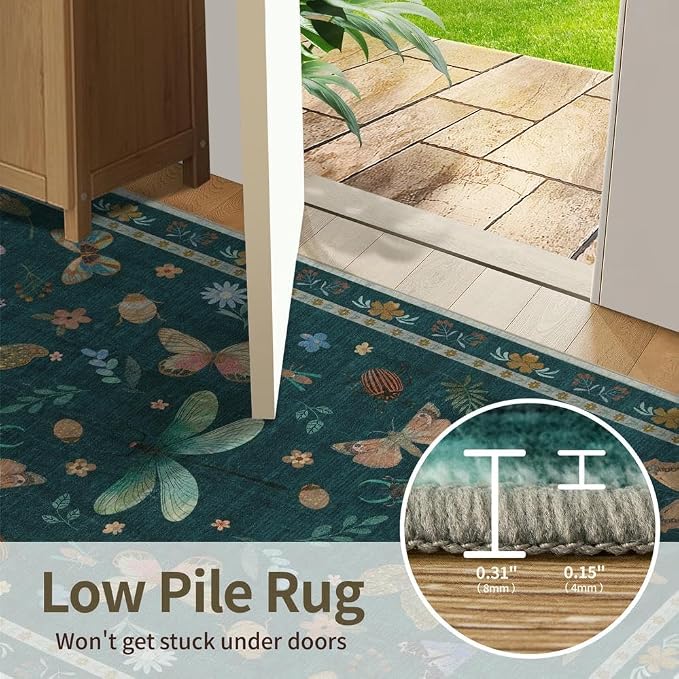 2x6 Floral Runner Rug, Washable Runners - Image 6