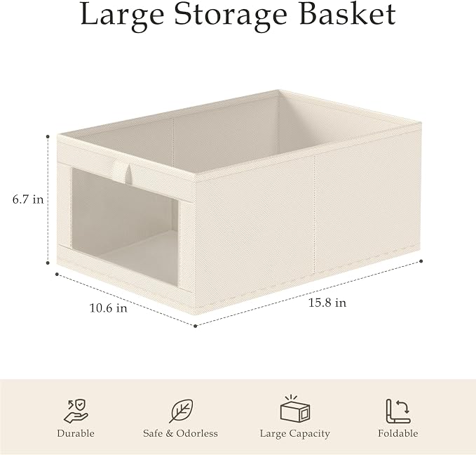 Criusia 6 Pack Linen Closet Organizers and Storage, Large Linen Closet Baskets - Image 3