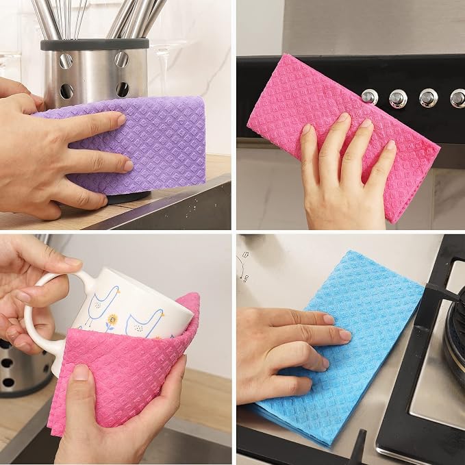 10 Packs Swedish Dishcloths for Kitchen, Reusable Paper Towels Compostable - Image 6