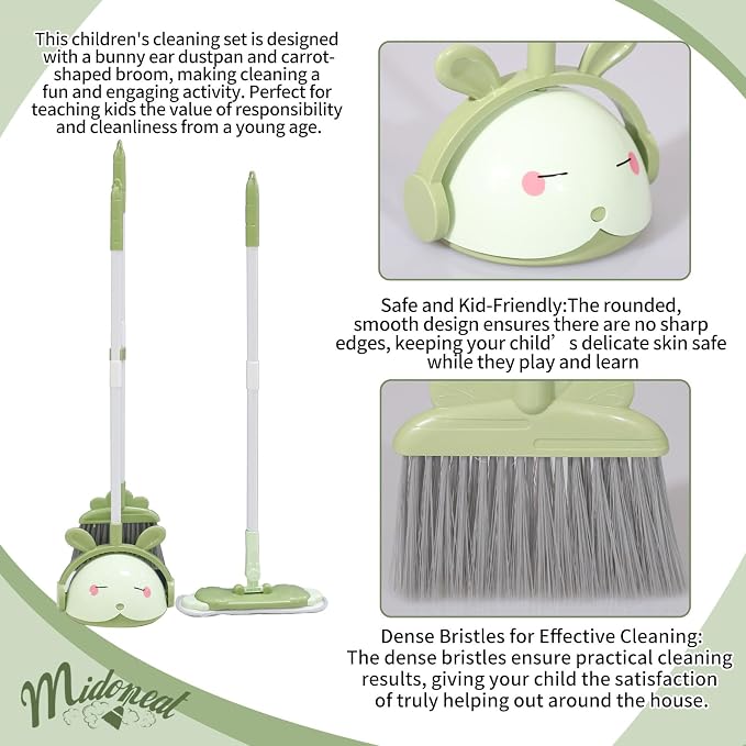 Kids Cleaning Toy Set, Mini Child Broom, Mop and Dustpan, Little Housekeeping - Image 3